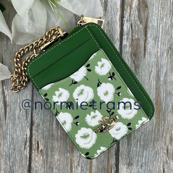 Coach Zip Card Case With Floral Print Wallet Bag Purse - Picture 1 of 9